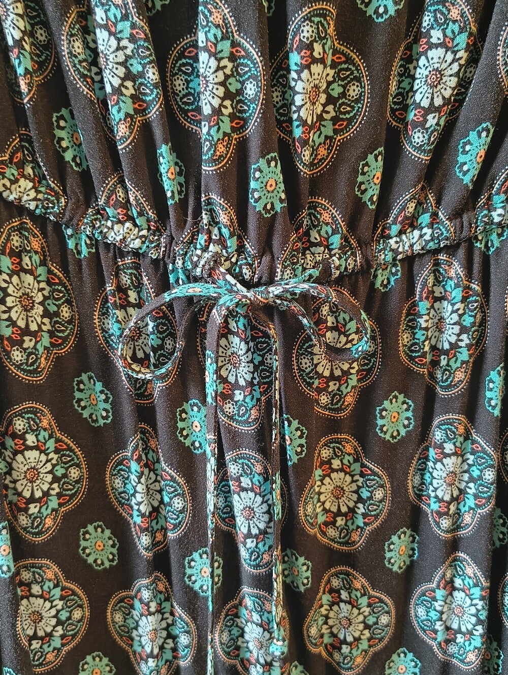 Torrid 3-Tier Midi Sundress - Size 1 / 1X, Black & Turquoise Mandala Print - Picture 6 of 9